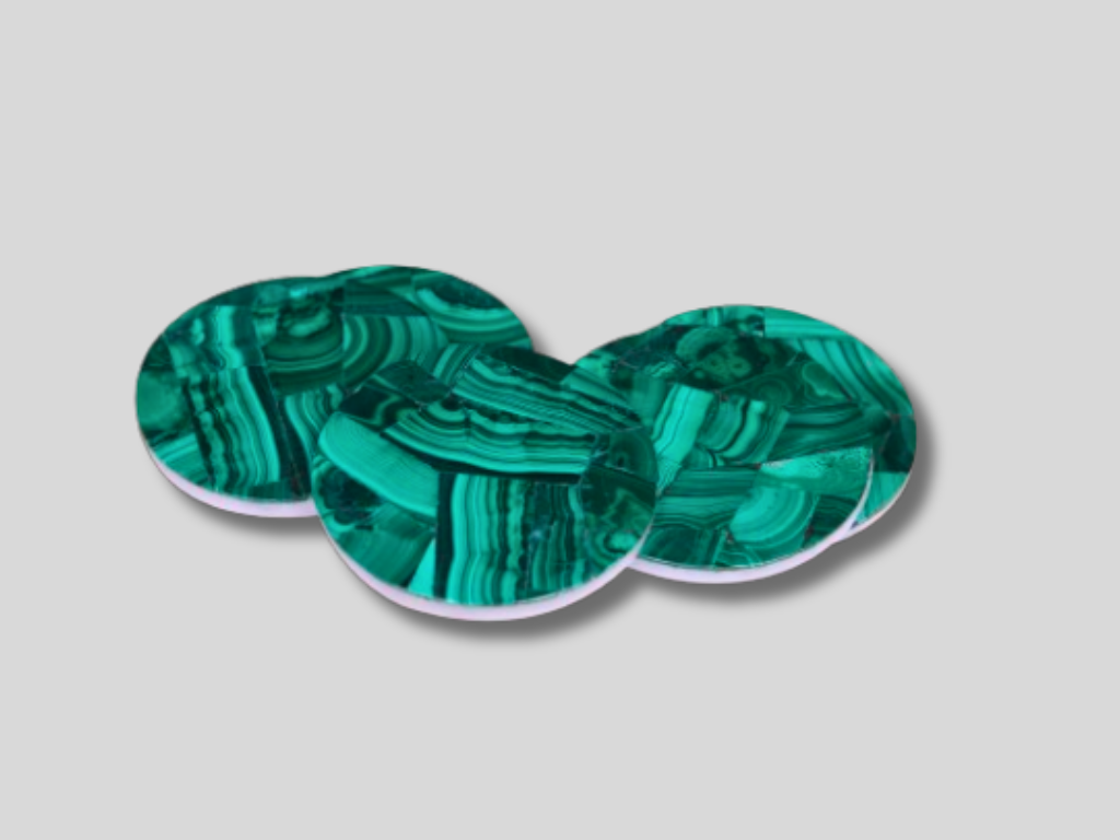 Random Malachite Marble Set Of Coaster Inlay Stone Modern Kitchen Arts